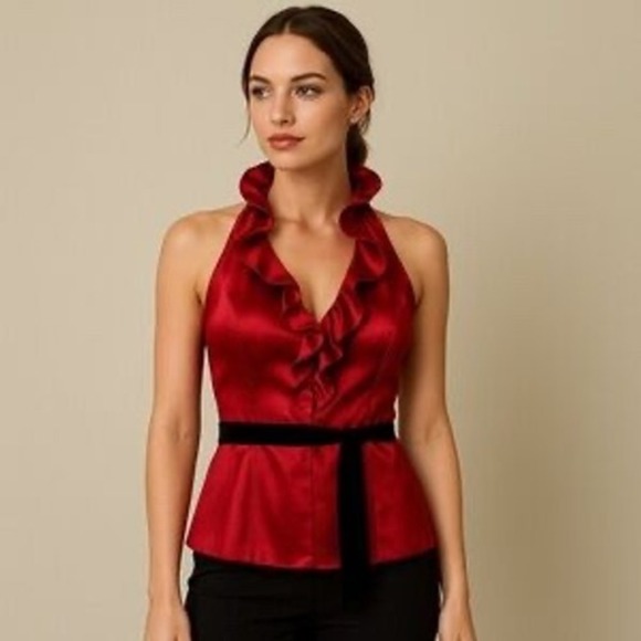 White House Black Market Tops - White House Black Marker 100% Silk Red Corset Top Size 4 Whimsigoth Vampire Core